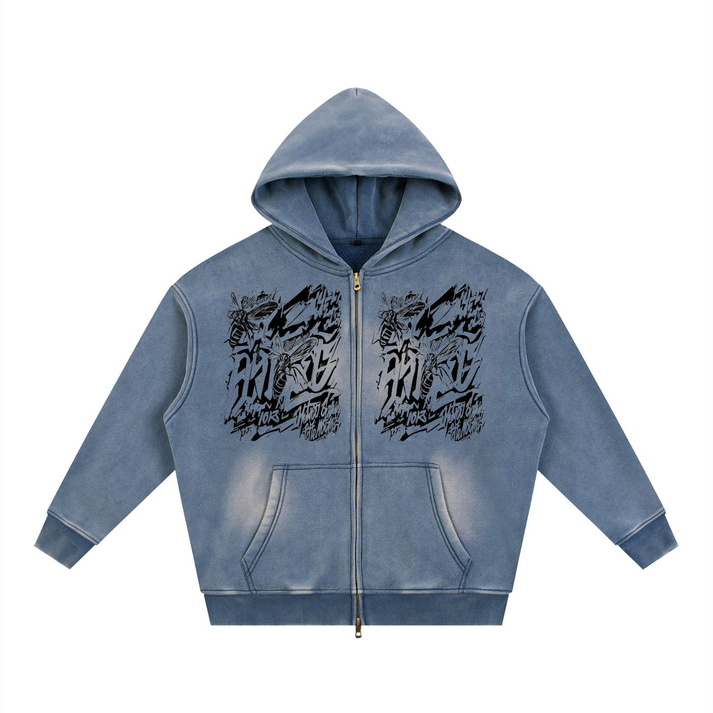 Sunfade Two-way Zipper Boxy Fleece Hoodie